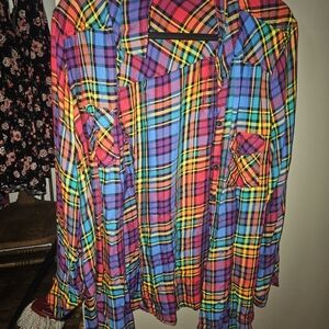 Torrid Multicolor Plaid Button Down Shirt